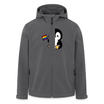 Penguin with rainbow flag - Men’s Recycled Softshell Jacket by Stanley/Stella - black - Front - AI Model Male 185 light (185cm)