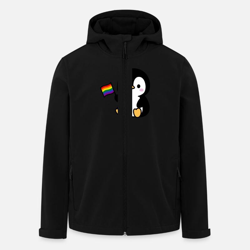 Pingouin avec drapeau arc-en-ciel - Veste softshell homme en polyester recyclé Stanley/Stella - noir