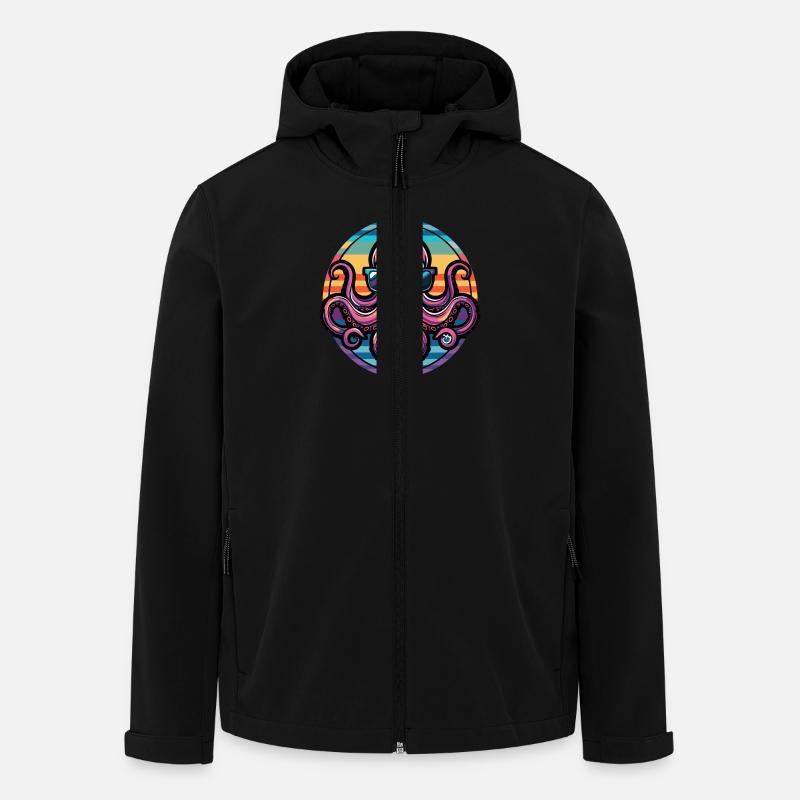 Octopus Cool Comic - Men’s Recycled Softshell Jacket by Stanley/Stella - black