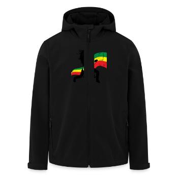 Reggae eu - Men’s Recycled Softshell Jacket by Stanley/Stella - black - Front - AI Model Male 185 light (185cm)