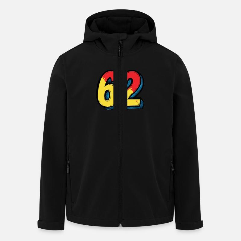 62 Zahl Comic - Recycelte Männer Softshell-Jacke von Stanley/Stella - Schwarz