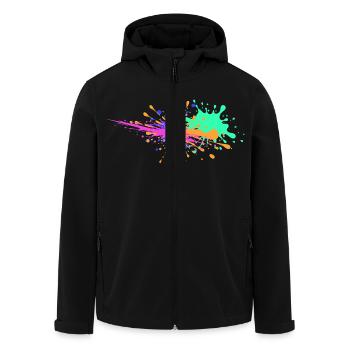 Farbkleckse Design außergewöhnlich - Recycelte Männer Softshell-Jacke von Stanley/Stella - Schwarz - Vorne - AI Model Male 185 light (185cm)