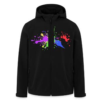 Farbenfrohe Spritzer Geschenkidee witzig - Recycelte Männer Softshell-Jacke von Stanley/Stella - Schwarz - Vorne - AI Model Male 185 light (185cm)