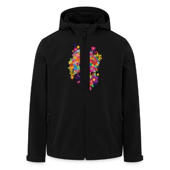 NOUVEAU RAINBOW FLOWER POWER - PAIX - Veste softshell homme en polyester recyclé Stanley/Stella - noir - Devant - AI Model Male 185 light (185cm)