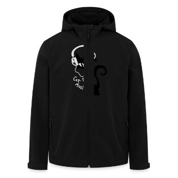 Cat Katzen Musik Headphones Kopfhörer Musik - Recycelte Männer Softshell-Jacke von Stanley/Stella - Schwarz - Vorne - AI Model Male 185 light (185cm)