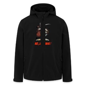 La Bécasse, Moi Je La Chasse ! - Veste softshell homme en polyester recyclé Stanley/Stella - noir - Devant - AI Model Male 185 light (185cm)