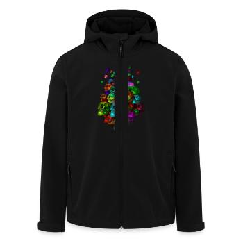 Bunter Schädel-Haufen - Recycelte Männer Softshell-Jacke von Stanley/Stella - Schwarz - Vorne - AI Model Male 185 light (185cm)