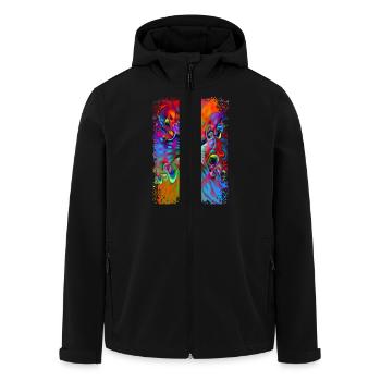 flower power psychédélique - Veste softshell homme en polyester recyclé Stanley/Stella - noir - Devant - AI Model Male 185 light (185cm)
