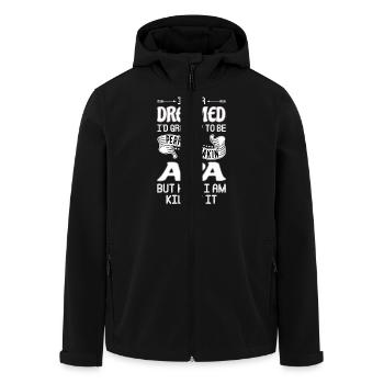 Perfect Freakin Apa - Men’s Recycled Softshell Jacket by Stanley/Stella - black - Front - AI Model Male 185 light (185cm)