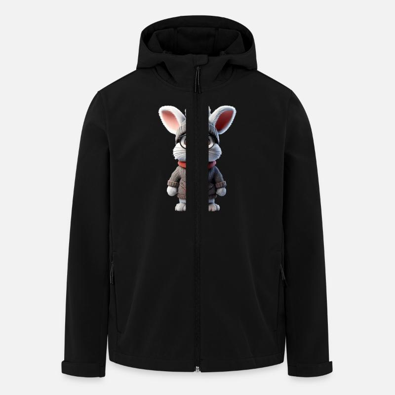 Cute rabbit with knitted sweater - Men’s Recycled Softshell Jacket by Stanley/Stella - black