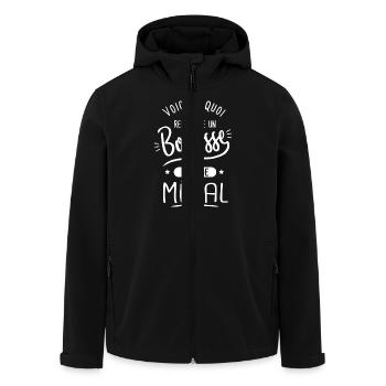 Métal Bogosse fan métal - Veste softshell homme en polyester recyclé Stanley/Stella - noir - Devant - AI Model Male 185 light (185cm)