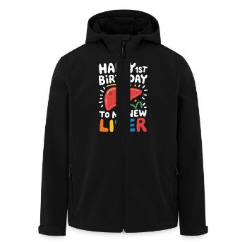 Dankbarkeit für ein neues Leben - Recycelte Männer Softshell-Jacke von Stanley/Stella - Schwarz - Vorne - AI Model Male 185 light (185cm)