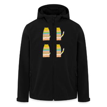 Cat curls quadruple - Men’s Recycled Softshell Jacket by Stanley/Stella - black - Front - AI Model Male 185 light (185cm)
