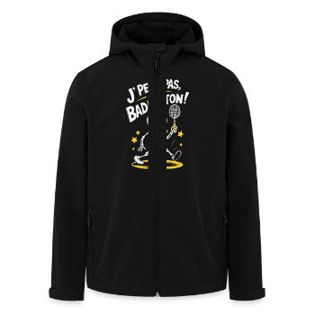 J' peux pas j'ai badminton - Veste softshell homme en polyester recyclé Stanley/Stella - noir - Devant - AI Model Male 185 light (185cm)
