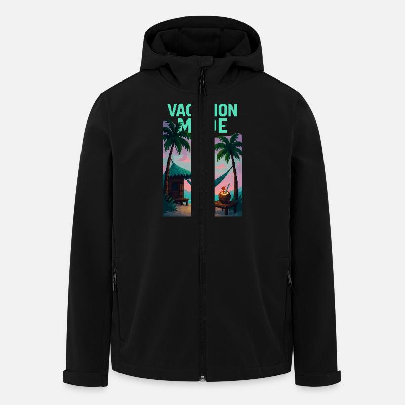 Vacation Mode – Pixel-Strandshirt mit Urlaubsfeeli - Recycelte Männer Softshell-Jacke von Stanley/Stella - Schwarz