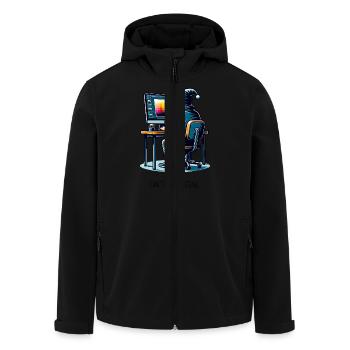 Editing Hacker - Kreativ im Tunnel - Recycelte Männer Softshell-Jacke von Stanley/Stella - Schwarz - Vorne - AI Model Male 185 light (185cm)