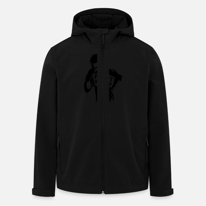 Combattez le racisme MAINTENANT - Veste softshell homme en polyester recyclé Stanley/Stella - noir