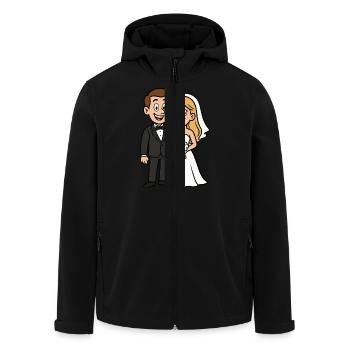 Bande dessinée de mariage couple de mariés - Veste softshell homme en polyester recyclé Stanley/Stella - noir - Devant - AI Model Male 185 light (185cm)