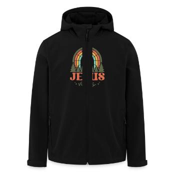 Jesus vibes - Men’s Recycled Softshell Jacket by Stanley/Stella - black - Front - AI Model Male 185 light (185cm)