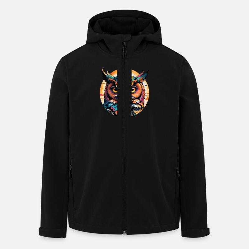 Eule Retrostyle - Recycelte Männer Softshell-Jacke von Stanley/Stella - Schwarz