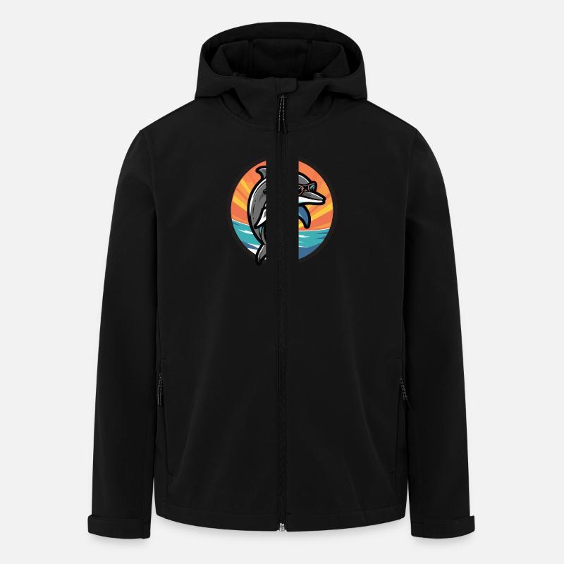 Delfin Cool Comic - Recycelte Männer Softshell-Jacke von Stanley/Stella - Schwarz
