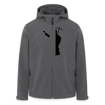 pope - Men’s Recycled Softshell Jacket by Stanley/Stella - anthracite - Front - AI Model Male 185 light (185cm)