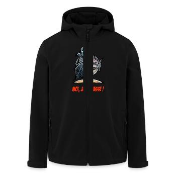 La Palombe, Moi Je La Chasse ! - Veste softshell homme en polyester recyclé Stanley/Stella - noir - Devant - AI Model Male 185 light (185cm)