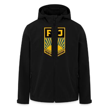 FMJ - Freie Moped Jugend - FDJ Parodie - Recycelte Männer Softshell-Jacke von Stanley/Stella - Schwarz - Vorne - AI Model Male 185 light (185cm)