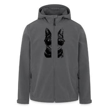 Coole Katze mit Sonnenbrille - Recycelte Männer Softshell-Jacke von Stanley/Stella - Schwarz - Vorne - AI Model Male 185 light (185cm)