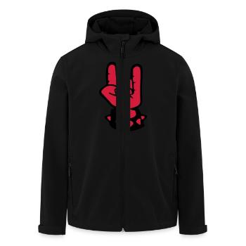 rock hand fork sign devil metal music anime fun - Men’s Recycled Softshell Jacket by Stanley/Stella - black - Front - AI Model Male 185 light (185cm)