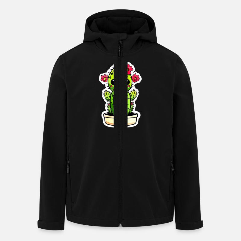 Niedlicher Kawaii-Kaktus - Recycelte Männer Softshell-Jacke von Stanley/Stella - Schwarz
