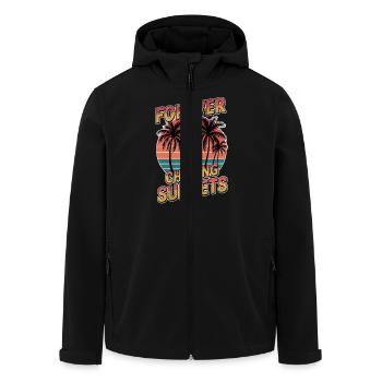 Sonnenuntergang - Palmen Urlaub - Recycelte Männer Softshell-Jacke von Stanley/Stella - Schwarz - Vorne - AI Model Male 185 light (185cm)