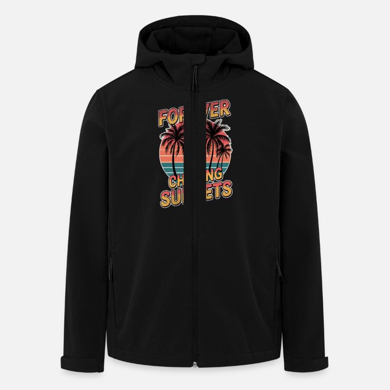 coucher de soleil - palmiers vacances - Veste softshell homme en polyester recyclé Stanley/Stella - noir