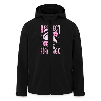 Respect The Flamingo Pink Bird Cute - Recycelte Männer Softshell-Jacke von Stanley/Stella - Schwarz - Vorne - AI Model Male 185 light (185cm)