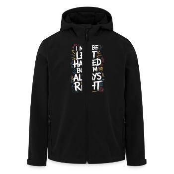 Humorous design for left-handers - Men’s Recycled Softshell Jacket by Stanley/Stella - black - Front - AI Model Male 185 light (185cm)