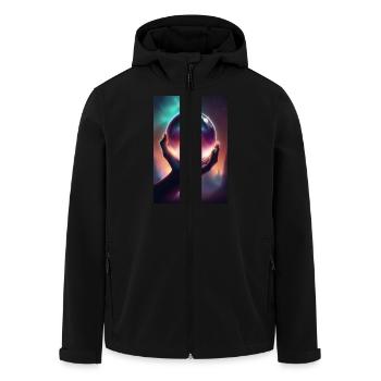 Magic crystal ball in hand - Men’s Recycled Softshell Jacket by Stanley/Stella - black - Front - AI Model Male 185 light (185cm)