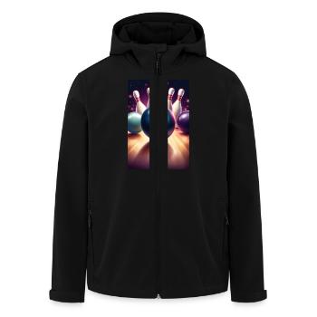 Cool bowling ball graphic t-shirt design - Men’s Recycled Softshell Jacket by Stanley/Stella - black - Front - AI Model Male 185 light (185cm)