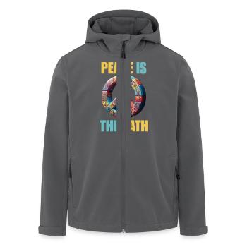 Frieden finden: Peace is the Path Hippie Style - Recycelte Männer Softshell-Jacke von Stanley/Stella - Schwarz - Vorne - AI Model Male 185 light (185cm)