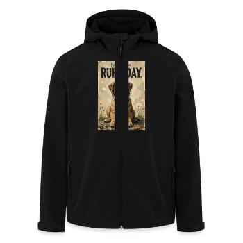 Hund, harter Tag. - Recycelte Männer Softshell-Jacke von Stanley/Stella - Schwarz - Vorne - AI Model Male 185 light (185cm)
