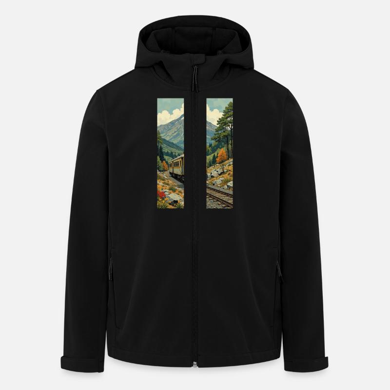 Retro Zug Bild - Recycelte Männer Softshell-Jacke Discoverer von Stanley/Stella - Schwarz