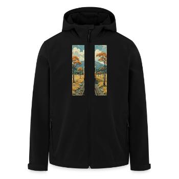 Retro Zug Bild - Recycelte Männer Softshell-Jacke von Stanley/Stella - Schwarz - Vorne - AI Model Male 185 light (185cm)
