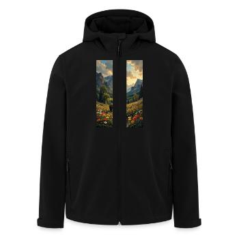 Bild Landschaft mit einem Bären. - Recycelte Männer Softshell-Jacke von Stanley/Stella - Schwarz - Vorne - AI Model Male 185 light (185cm)