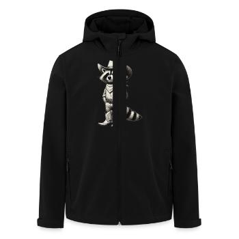 Cowboy Raccoon Western Vintage Drawing - Men’s Recycled Softshell Jacket by Stanley/Stella - black - Front - AI Model Male 185 light (185cm)