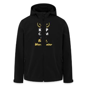 “Keep Calm and Buy It, Worry Later” - Shopping - Veste softshell homme en polyester recyclé Stanley/Stella - noir - Devant - AI Model Male 185 light (185cm)