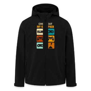 Gamer Gaming Check Out My 6 Six Pack - Men’s Recycled Softshell Jacket by Stanley/Stella - black - Front - AI Model Male 185 light (185cm)