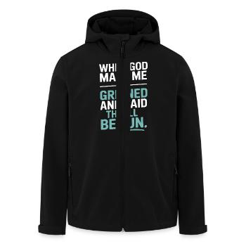 Als Gott mich gemacht hat, hat er gegrinst! - Recycelte Männer Softshell-Jacke von Stanley/Stella - Schwarz - Vorne - AI Model Male 185 light (185cm)