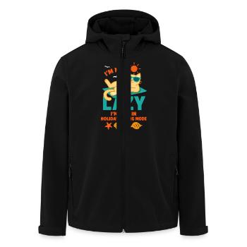 Lazy - Katze im Urlaubssparmodus - Recycelte Männer Softshell-Jacke von Stanley/Stella - Schwarz - Vorne - AI Model Male 185 light (185cm)