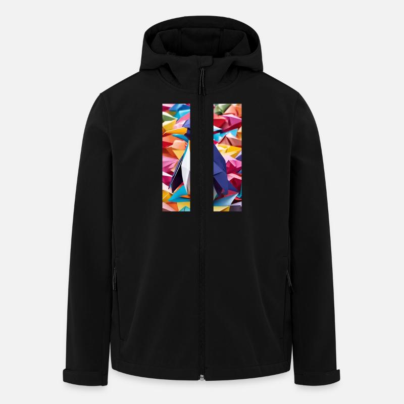 Regenbogenwatschel - Origami-Pinguin - Recycelte Männer Softshell-Jacke von Stanley/Stella - Schwarz