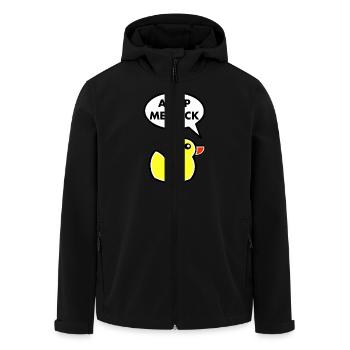 AY UP ME DUCK DESIGN - Men’s Recycled Softshell Jacket by Stanley/Stella - black - Front - AI Model Male 185 light (185cm)