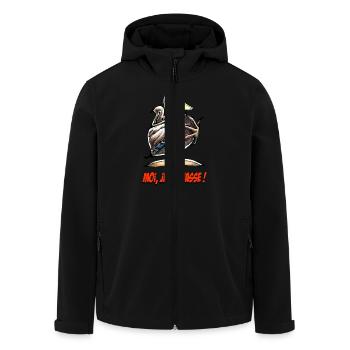 Le Canard Colvert, Moi Je Le Chasse! - Men’s Recycled Softshell Jacket by Stanley/Stella - black - Front - AI Model Male 185 light (185cm)